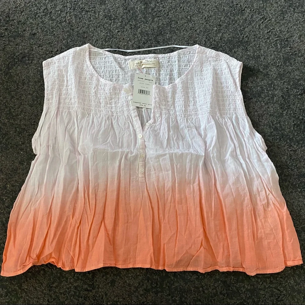 Free people little bit of something orange ombré blouse June sale